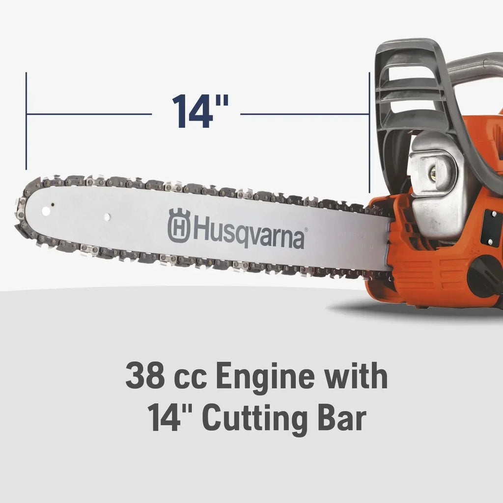 2026 NewHusqvarna 120 Mark III Gas Chainsaw, 38-cc, 2-Cycle X-Torq Engine, 14 Inch Chainsaw with Automatic Oiler, For Wood Cutting and Tree Pruning