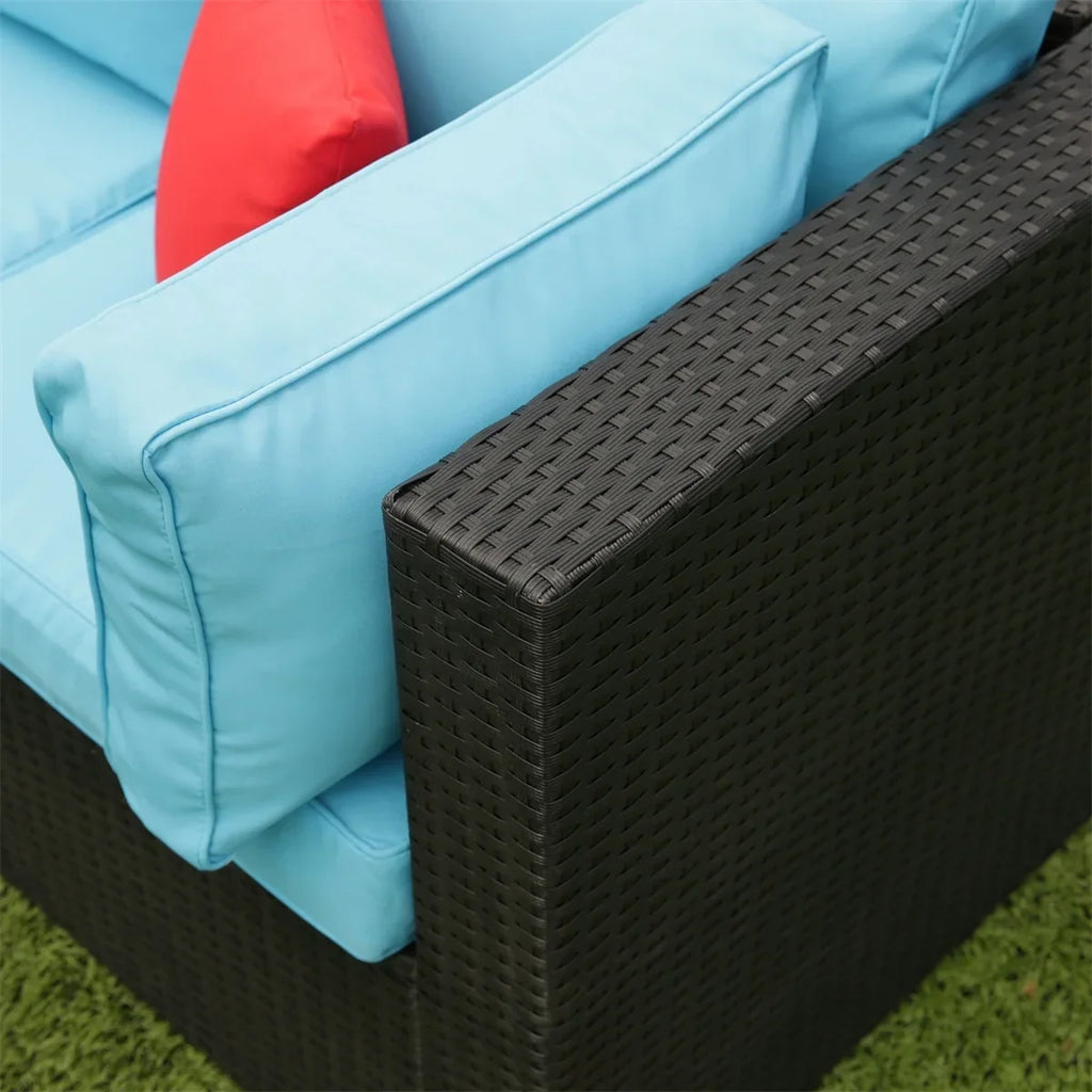 2026 New7 Piece Patio Furniture Sets Outdoor Sectional PE Rattan Outdoor Furniture Patio Conversation Set with Cushions and Glass Coffee Table, for Balcony Lawn and Garden, Gray