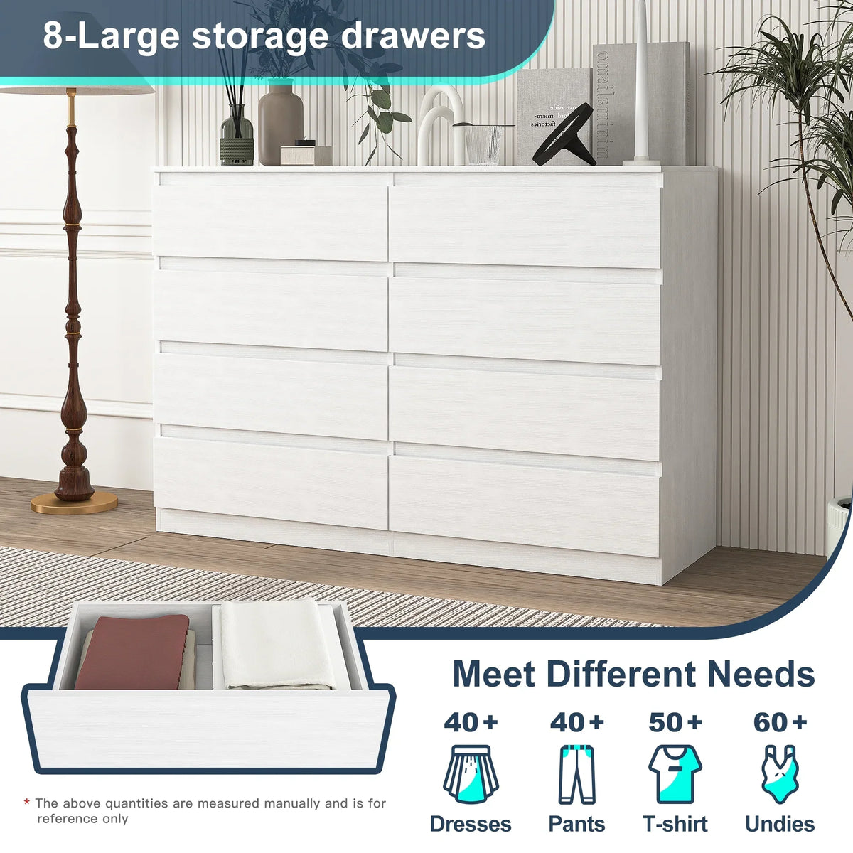 2026 NewResenkos Modern Mid Century 6 Drawer Wide Dressers Chests for Bedroom, Chest of Drawer Organizer Grey