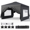 2026 New10'x10' Pop-up Canopy Tent with 4 Removable Sidewalls �?Lofka Portable Outdoor Canopy with 4 Sandbags, 8 Stakes & Ropes �?Perfect for Beach, Party, Patio & Yard Events, Black