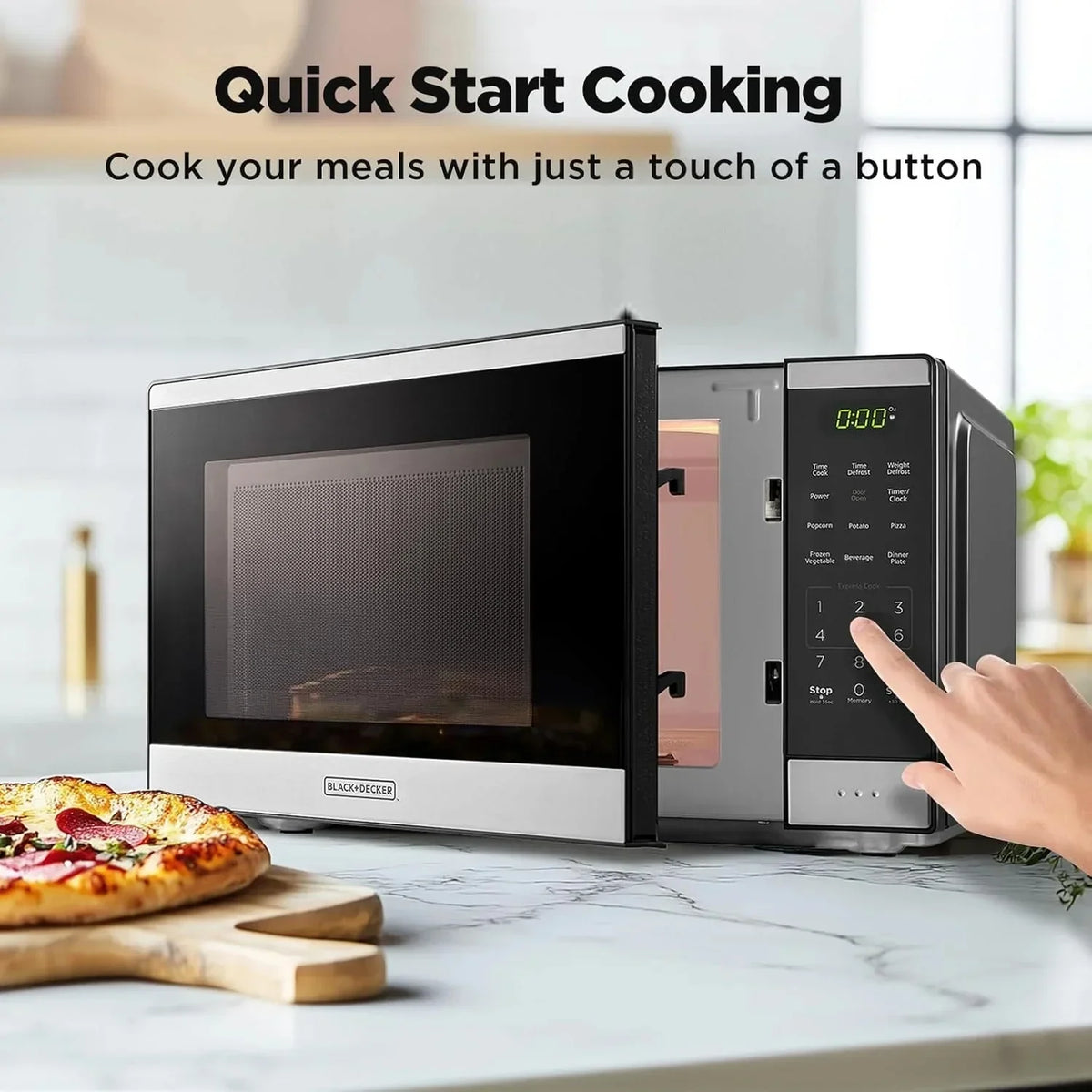 2026 NewBLACK+DECKER 0.9 Cu Ft Microwave Oven Countertop, 6 Auto Menus, 10 Power Levels, Digital Panel, 900W