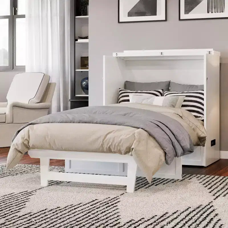 2026 Cama abatible tipo arcón con colchón Twin XL, azul/blanco, 1 plaza