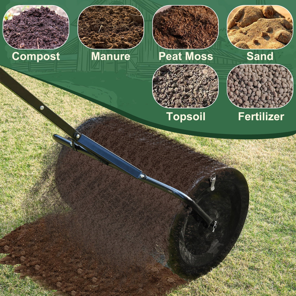 2026 NewMUCHANT 24" Compost Spreader, Heavy-Duty Metal Mesh Spreader with Adjustable Handle for Lawn, Green