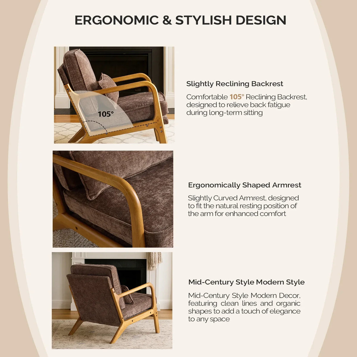 2026 NewKtaxon Accent Chair Corduroy Upholstered Armchair, Reading Club Chair with Pillow and Solid Wood Frame for Living Room Bedroom Furniture Off White