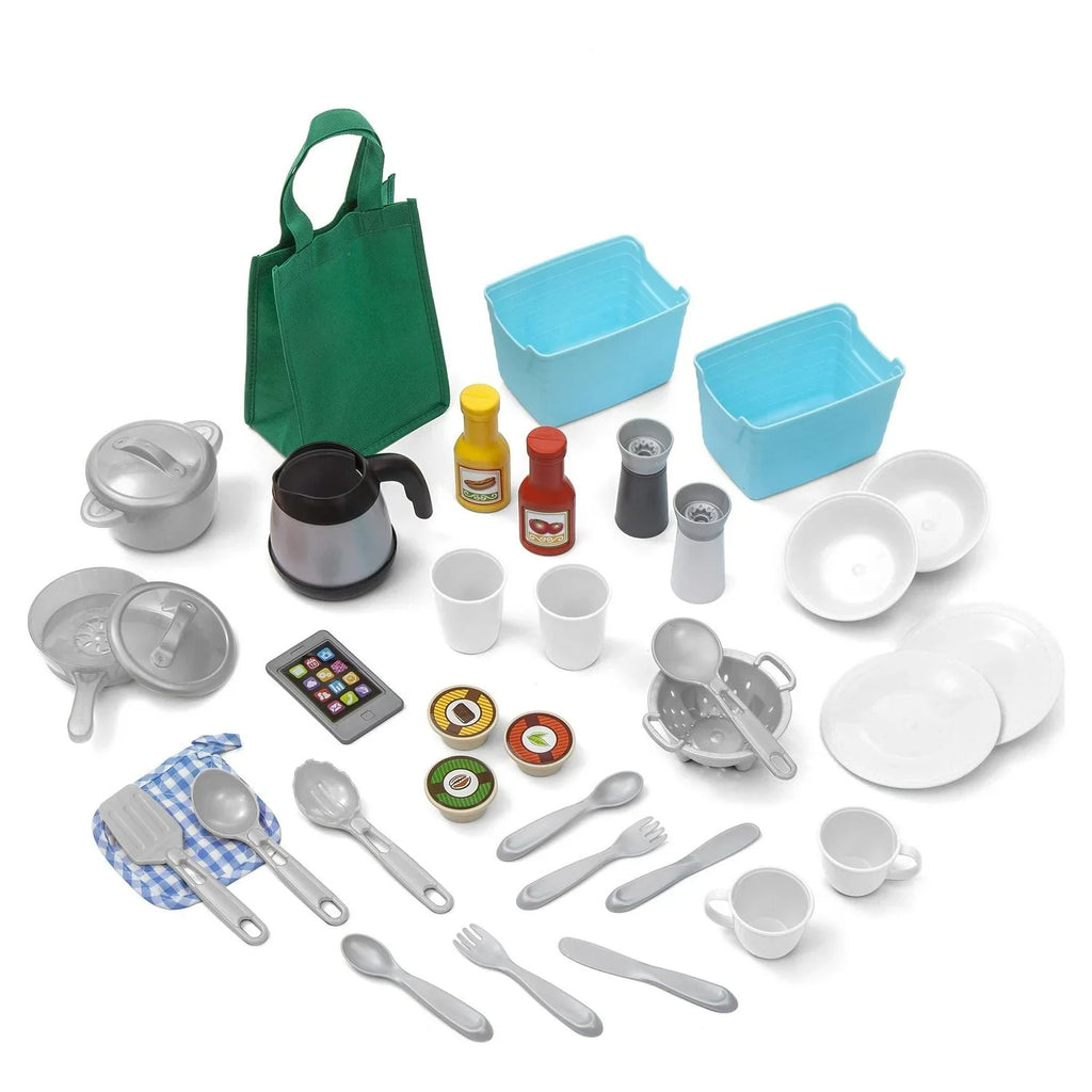 2026 NewStep2 Great Gourmet Soft Pink Plastic Toddler Kitchen with 35 Piece Kitchen Playset