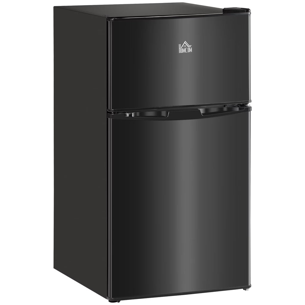 2026 New3.2 Cu.Ft Mini Fridge with Freezer, Double Door Compact Refrigerator with Adjustable Thermostat, Shelf and Reversible Door for Bedroom, Dorm, Home Office, Energy Efficient, Black