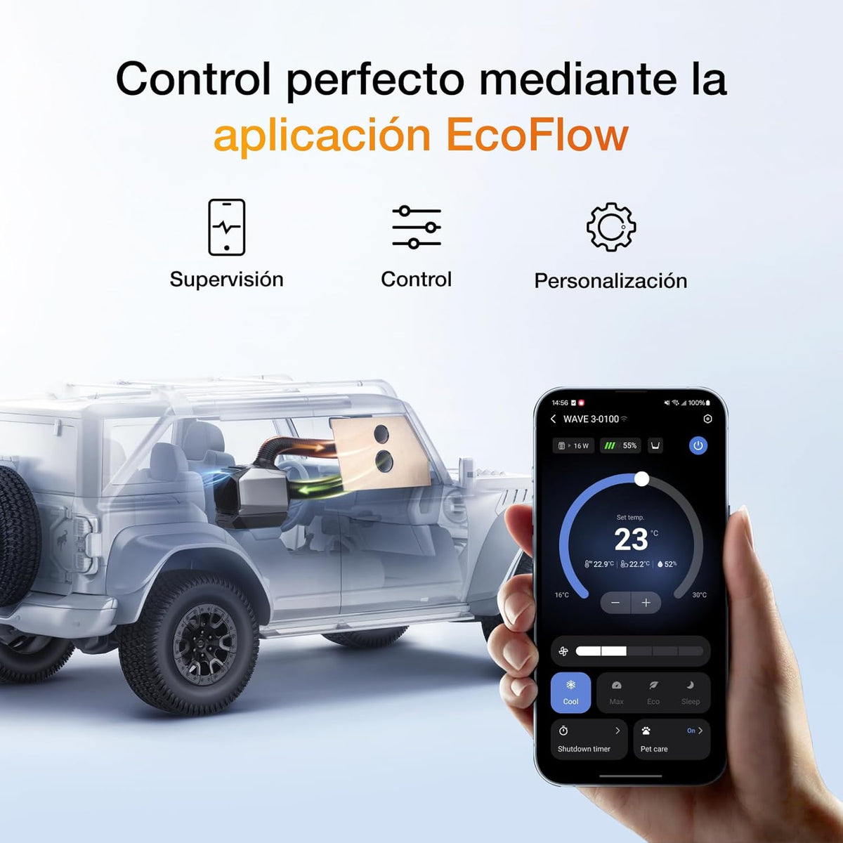 2026 EcoFlow WAVE 3 Climatizador portátil con batería extra de 1024 Wh, refrigeración 1800 W, calefacción 2000 W, autonomía de 8 h, control por app, para camping, autocaravanas, todoterrenos