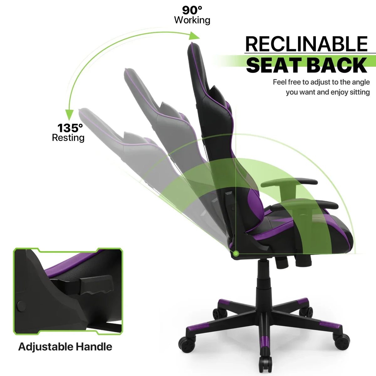 2026 NewMagshion Ergonomic Gaming Chair, Comfortable Gaming Chair, Computer Chair Leather Desk Chair Adjustable Swivel Gaming Office Chair, Blue