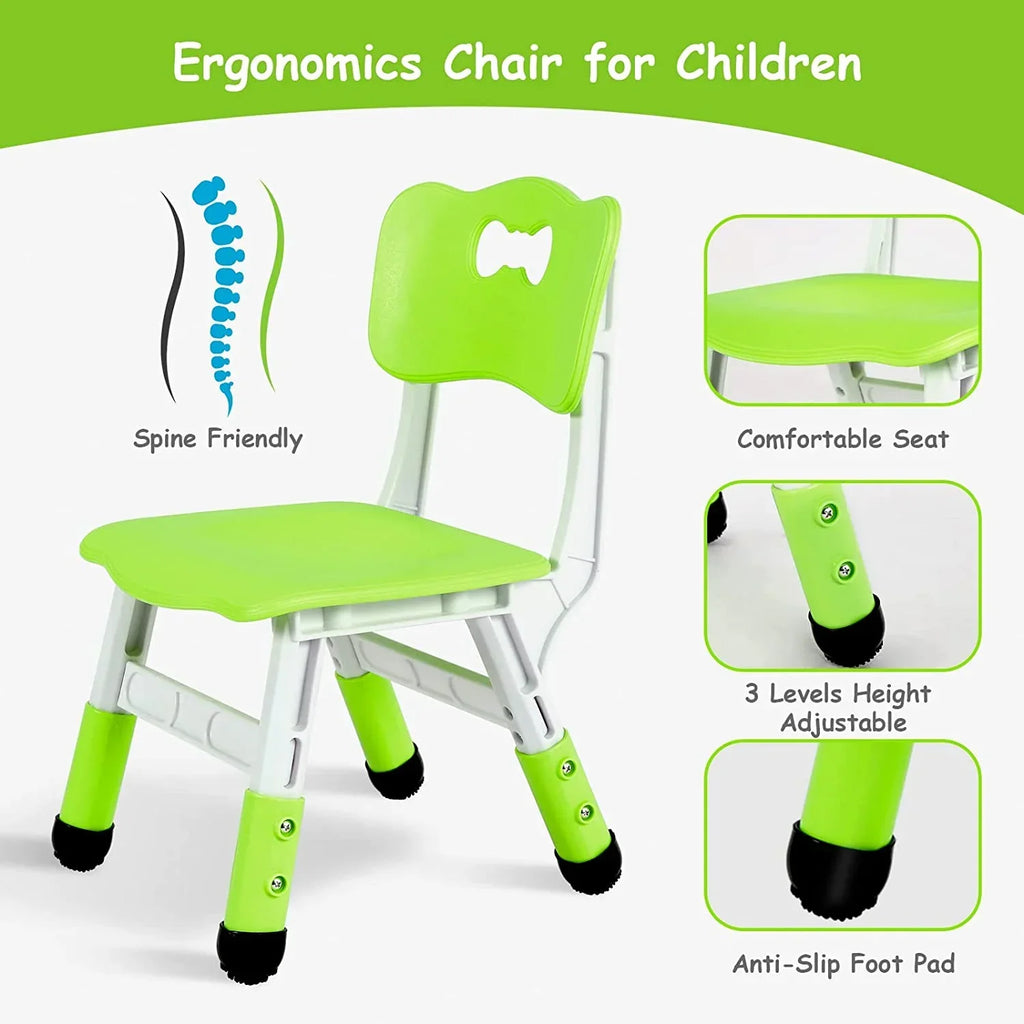 2026 NewLAZY BUDDY Kids Table and 4 Chairs Set, Height Adjustable Toddler Desk with Graffiti Desktop, Kids Activity Table Set for Daycare, Home