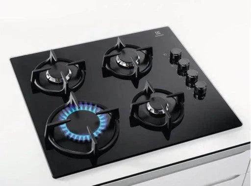 2026 ELECTROLUX EGG6407K Placa de gas 59 x 51 cm, 4 quemadores, rejilla de hierro fundido, negra