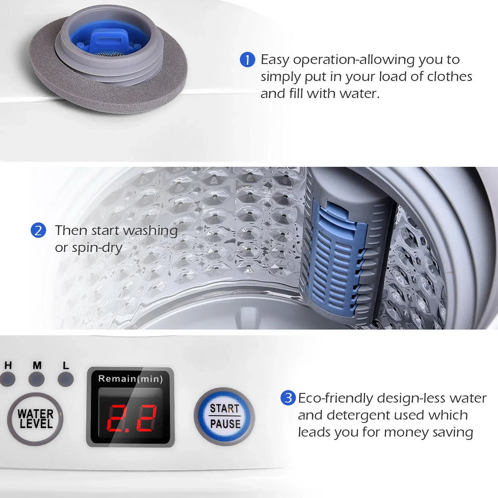 2026 NewCostway Full-Automatic Laundry Wash Machine Washer Spinner Drain Pump