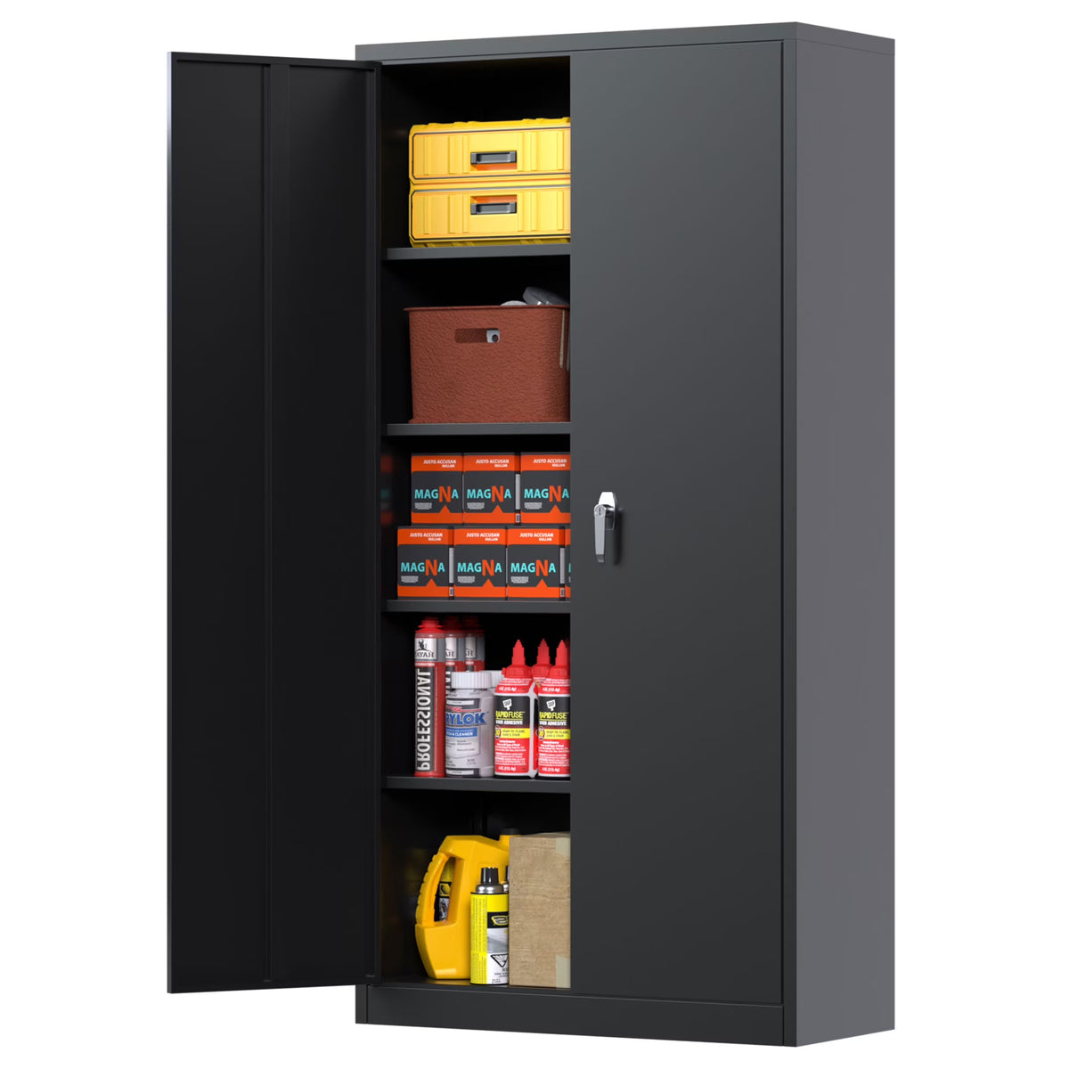 2026 NewAobabo 72 Inch Locking Storage Cabinet w/ Adjustable Shelves, Gray