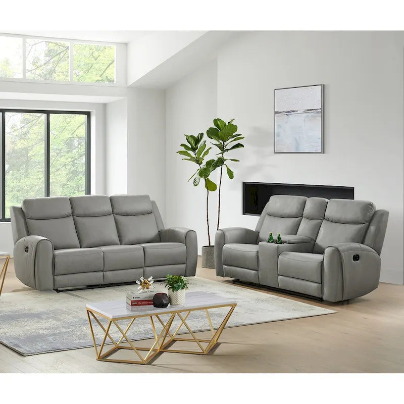 2026 Conjunto reclinable de 2 piezas estilo transicional, gris