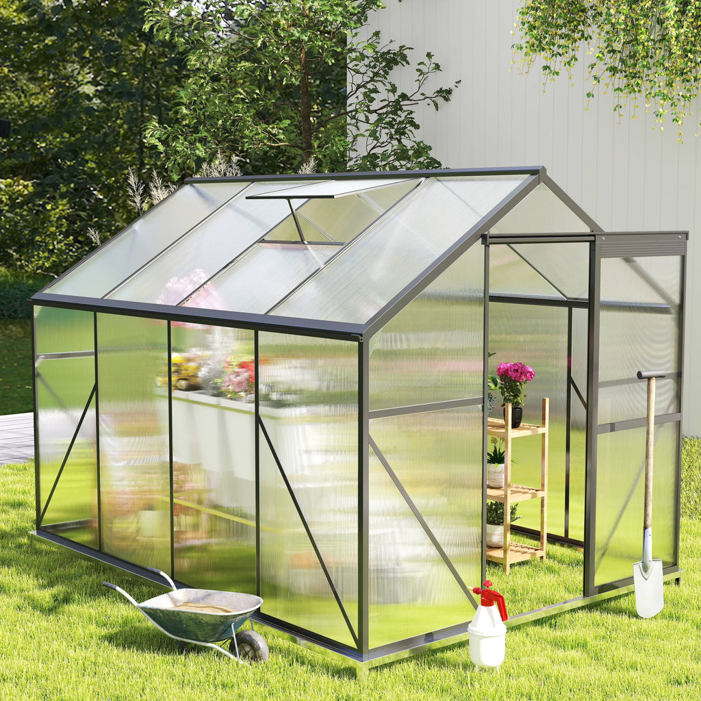 2026 NewAsofer 6' x 4' Greenhouse for Outdoors, Aluminum Walk-in Green Houses shed with Rain Gutter and Roof Vent for Backyard