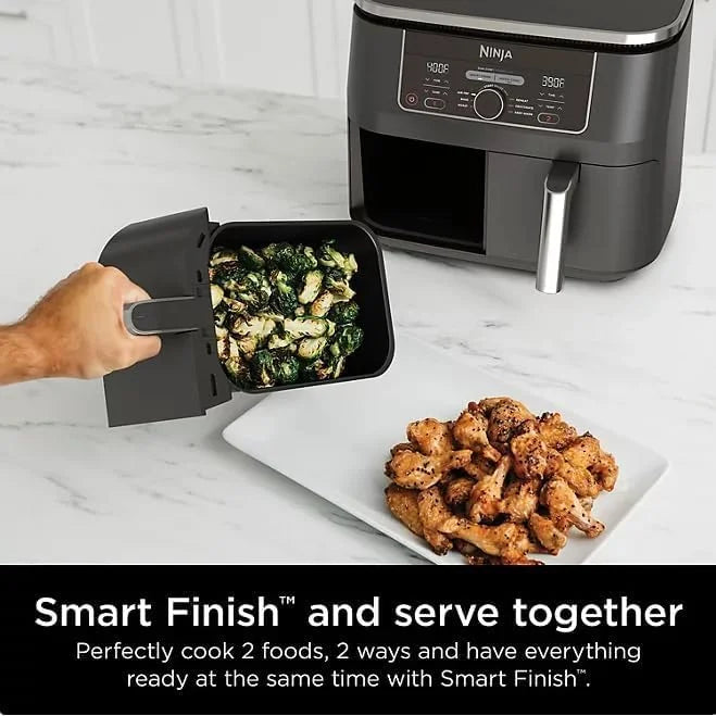2026 NewNinja Foodi 8 qt 2-Basket Air Fryer, Black - DualZone Technology, Smart Finish