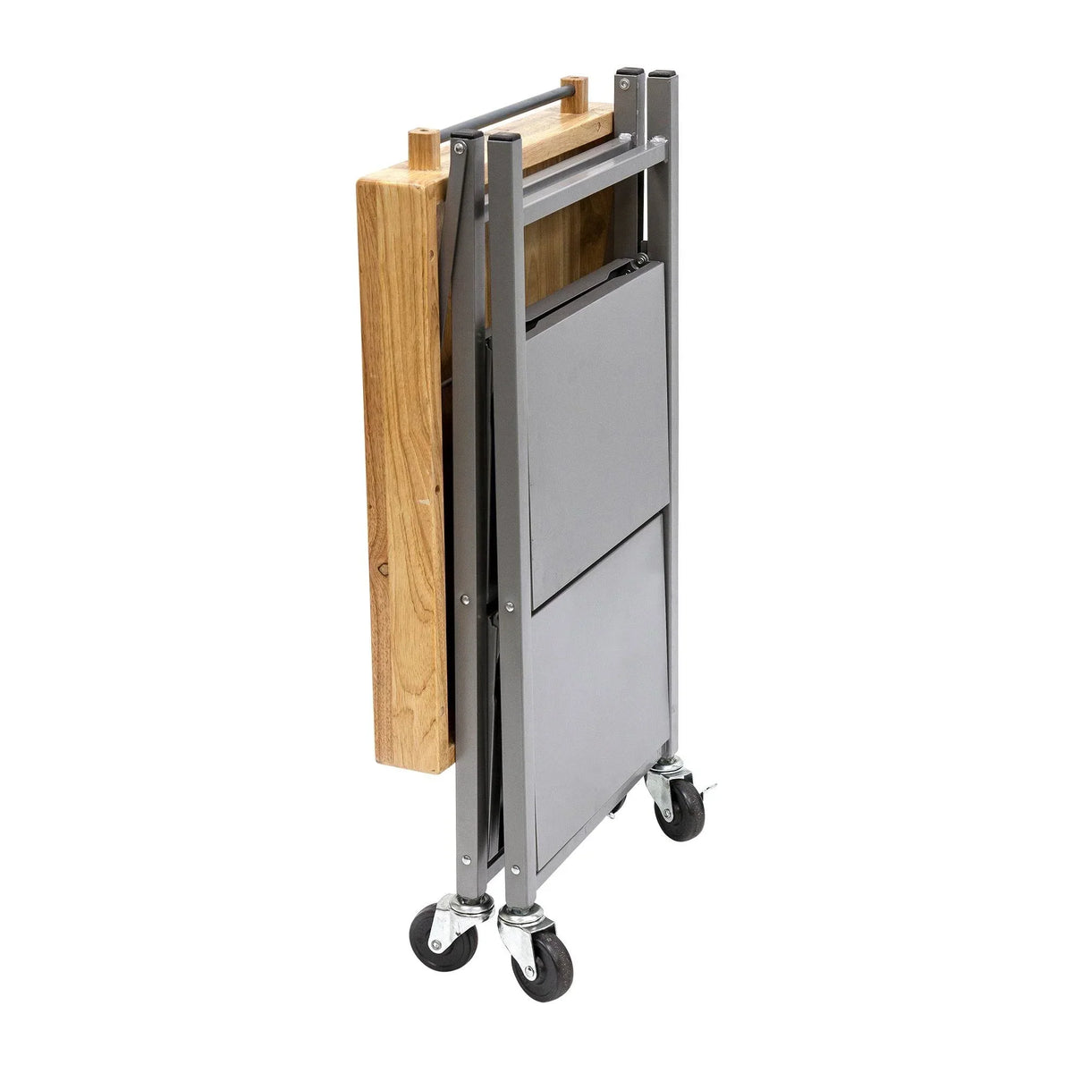 2026 NewOrigami Foldable Wheeled Portable Solid Wood Top Kitchen Island Bar Cart