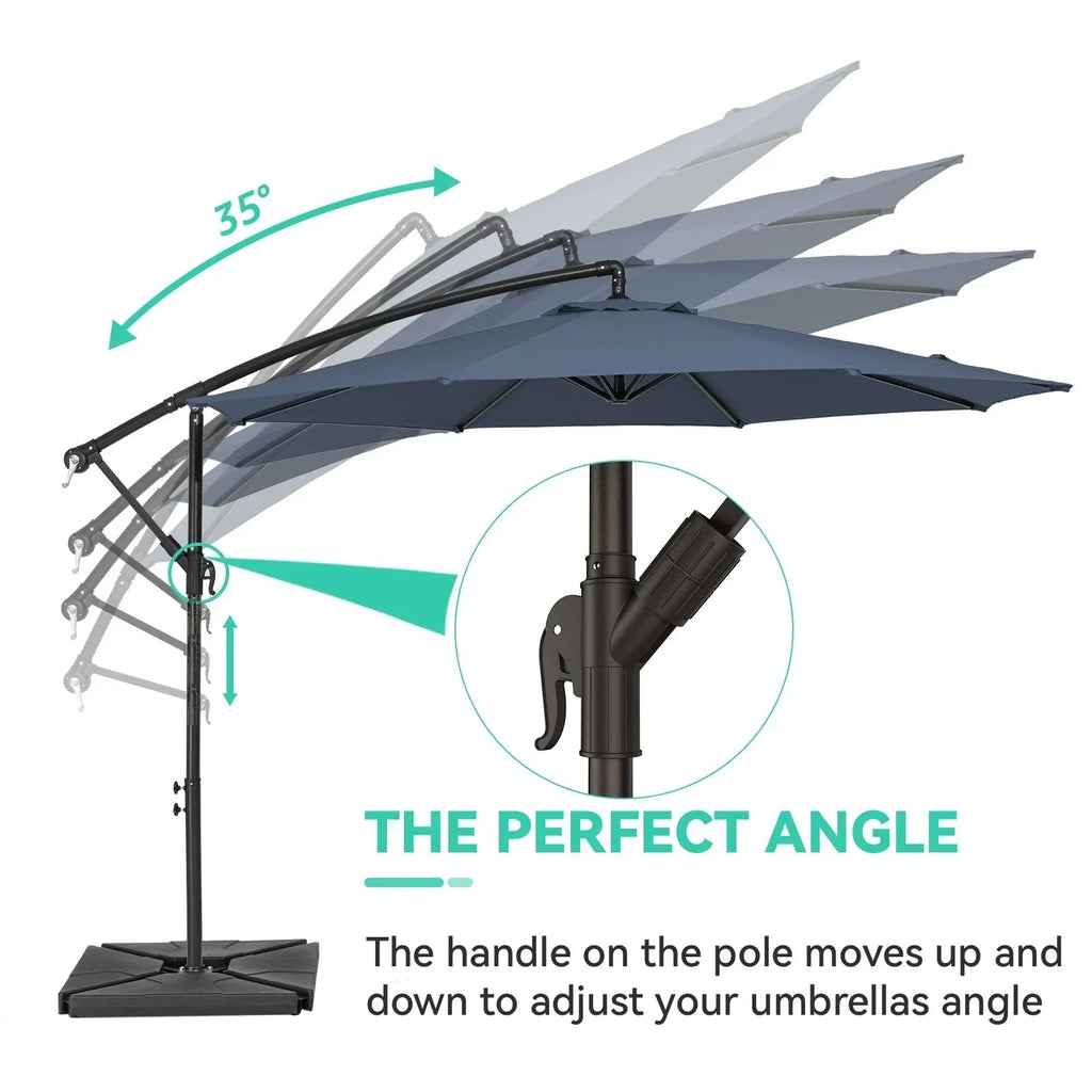 2026 NewJUSTLET 10ft Heavy Duty Patio Hanging Offset Cantilever Patio Umbrella W/ 4-Piece Base Included Included, Beige