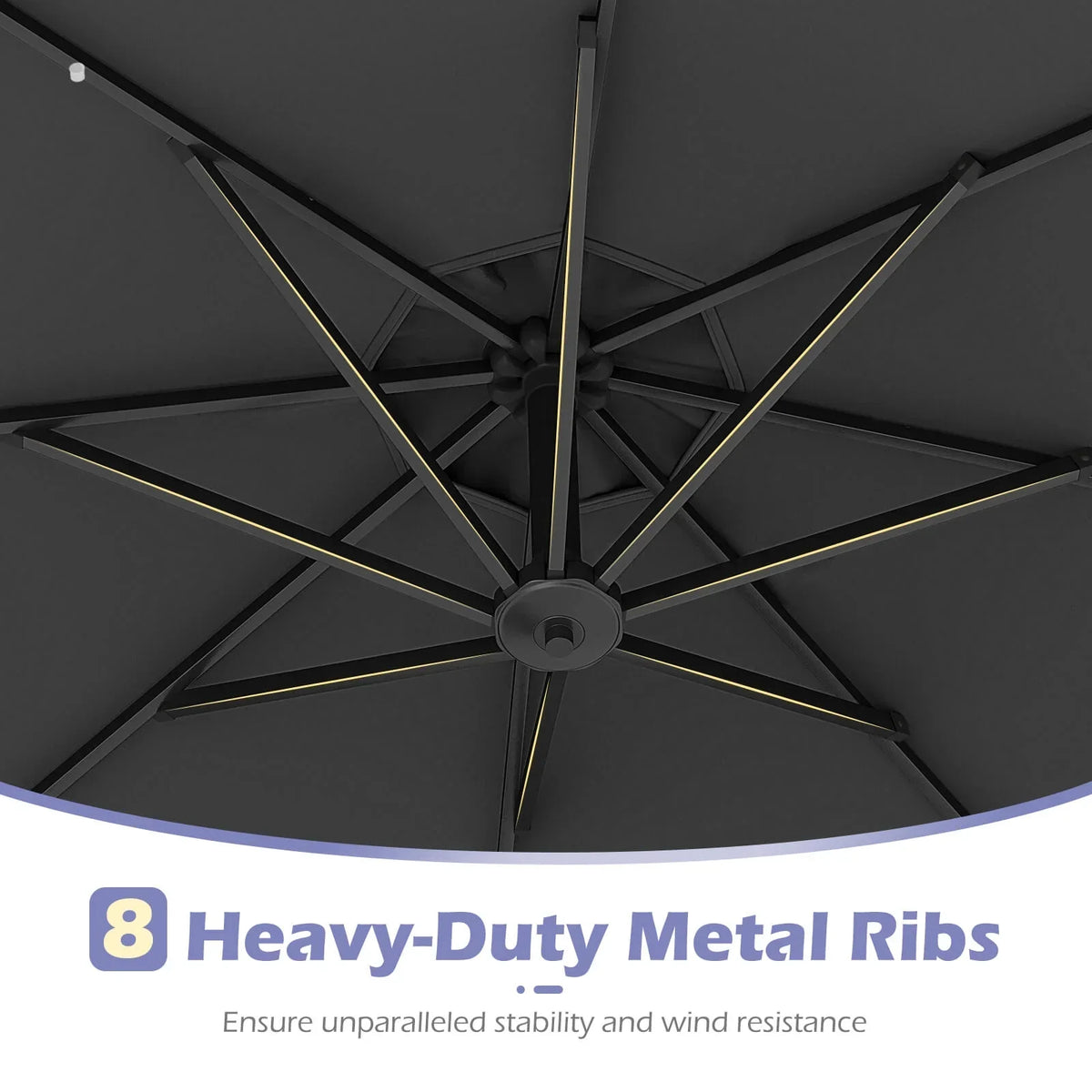 2026 NewCostway 10 FT Solar Offset Hanging Umbrella Patio Cantilever Umbrella with 32 LED Lights Brown
