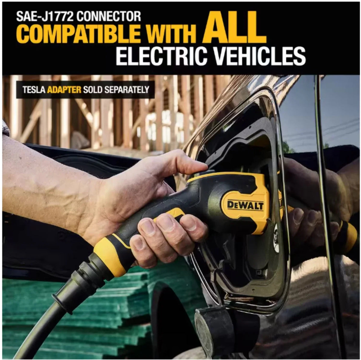 2026 NewDEWALT Level-2 Portable Electric Vehicle EV Charger up to 16 Amps, 120-240-Volt AC 3.8 KW, 25 Ft. Cable, Weatherproof