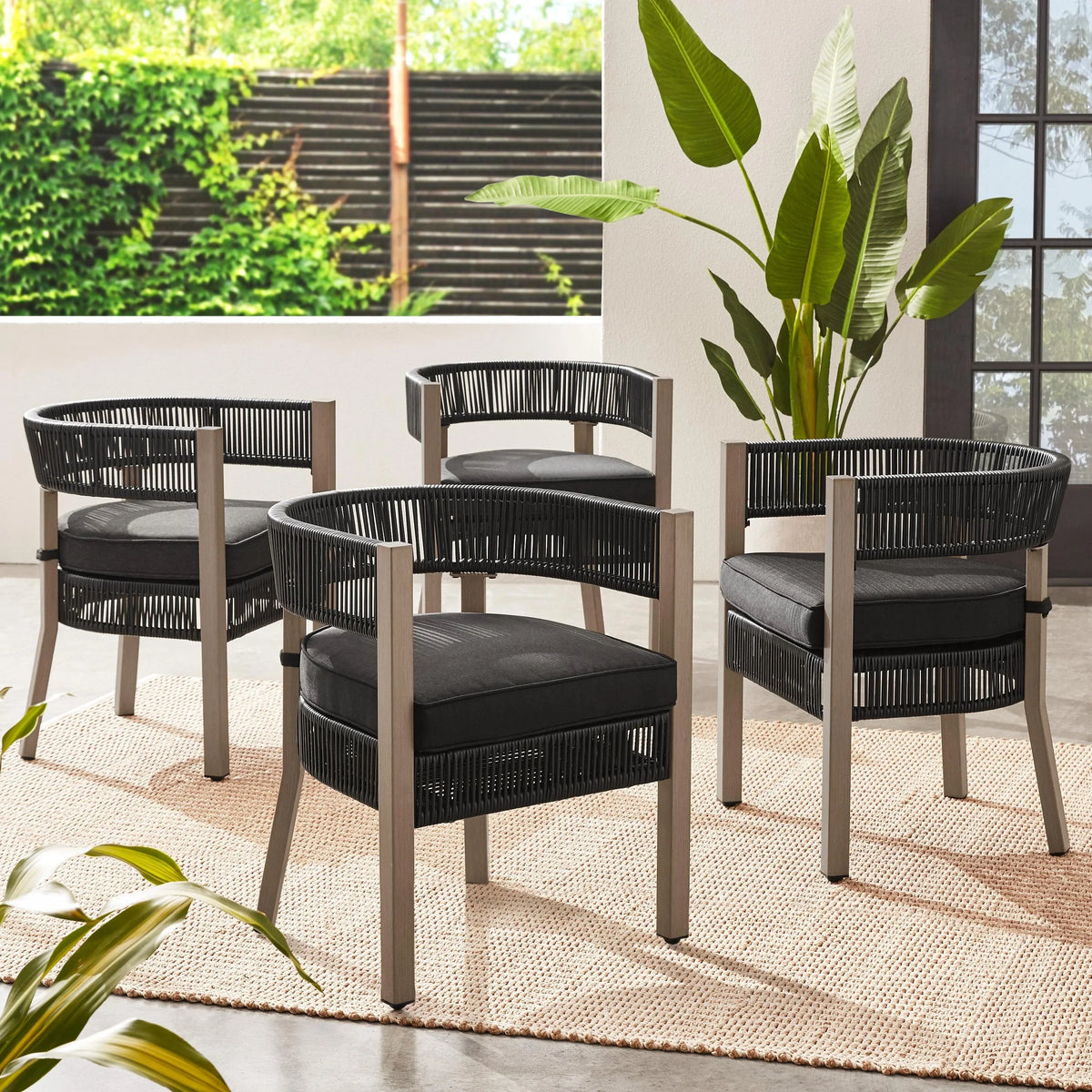 2026 NewBetter Homes & Gardens Tarren 5 Piece Outdoor Dining Set, Black