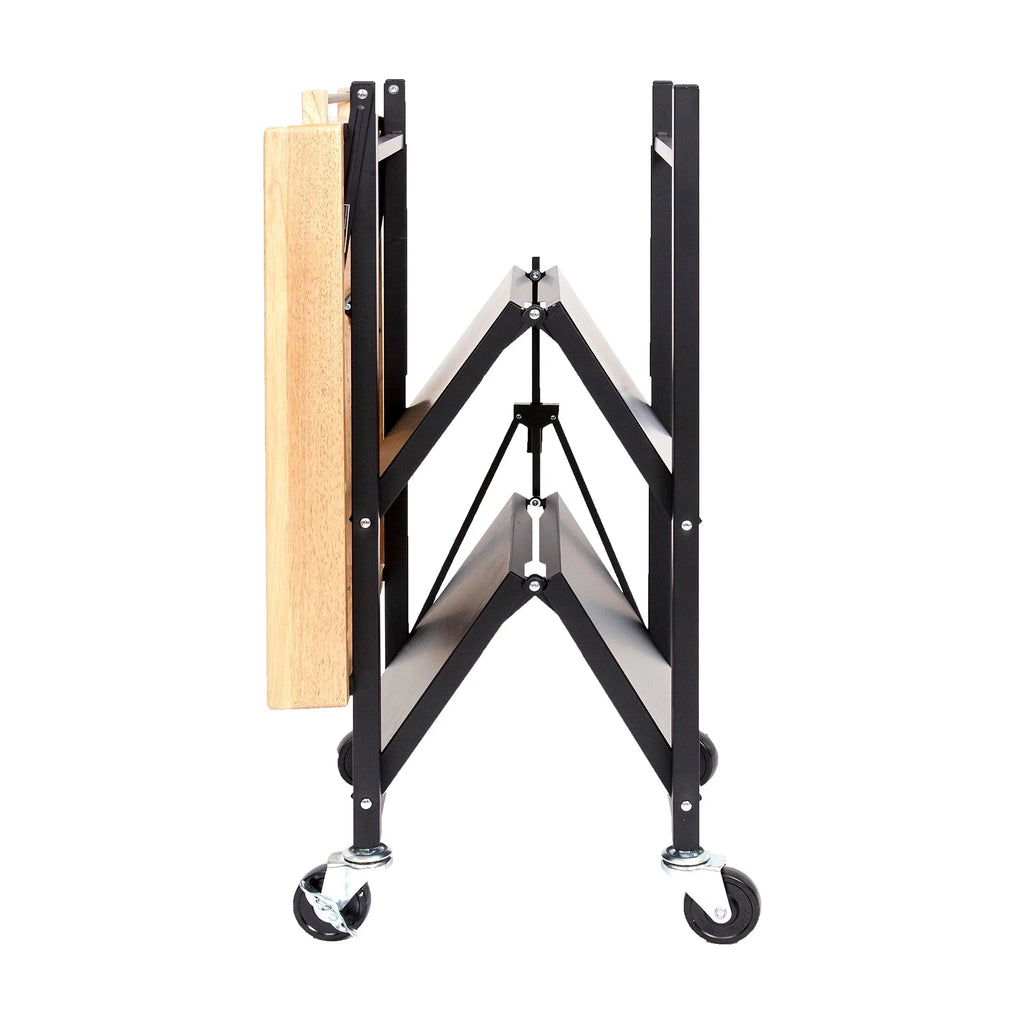 2026 NewOrigami Foldable Wheeled Portable Solid Wood Top Kitchen Island Bar Cart