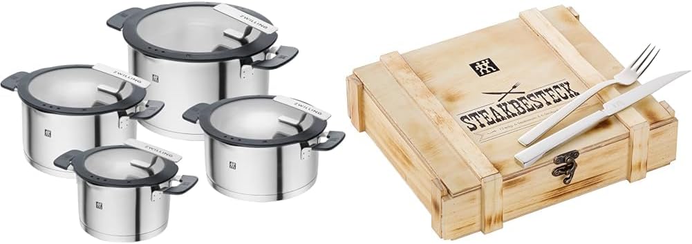 2026 ZWILLING SIMPLIFY 66870-005-0 Juego de 5 ollas de acero inoxidable, plata y negro