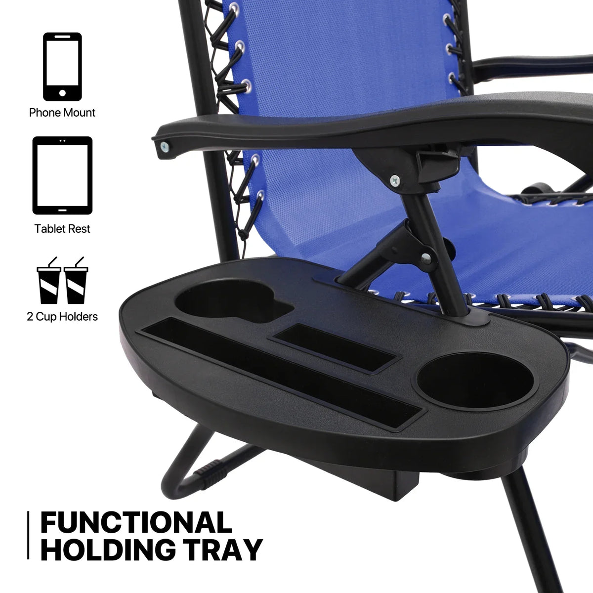 2026 NewMoNiBloom Zero Gravity Chairs Set of 2, Folding Outdoor Patio Beach Recliner with Canopy Shade & Headrest, Black