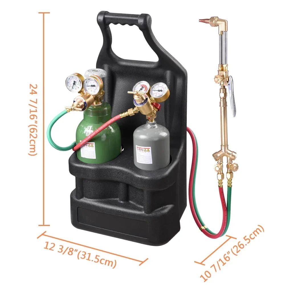 2026 NewYescom DOT Oxy Acetylene Torch Kit Gas Tank Brazing Welding Cutting Black Holder Gauge Portable Brass Nozzle Long Pipe Goggles Heavy Duty Oxygen Welder Tool Set