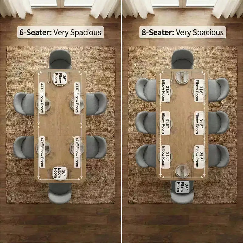 2026 Juego de comedor de 7 piezas con mesa extensible 78–96" y 6 sillas tapizadas - Panipeachy