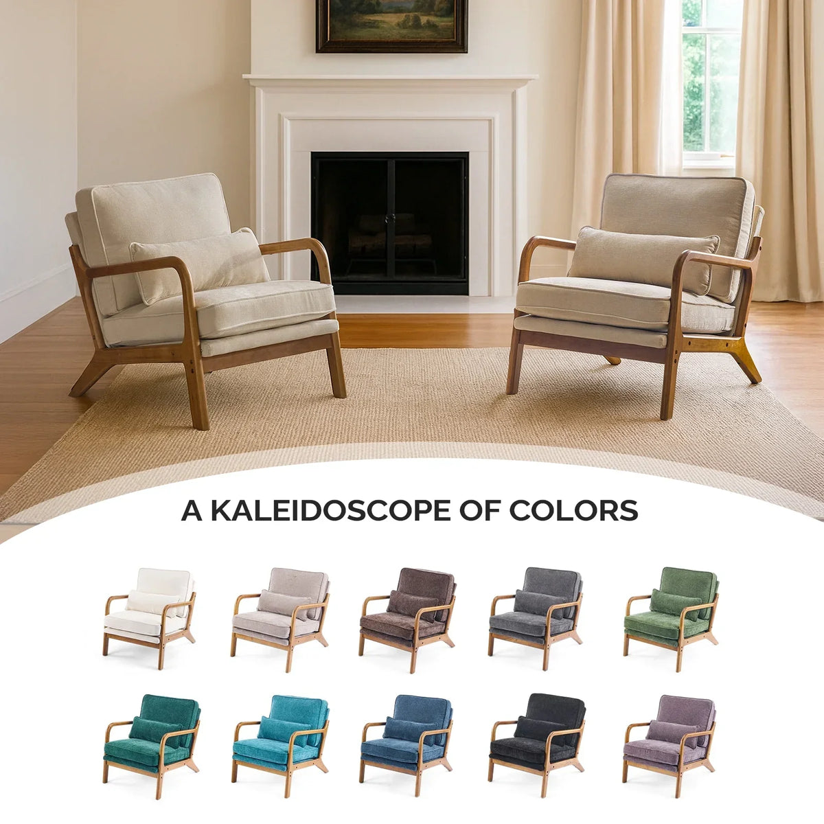 2026 NewKtaxon Accent Chair Corduroy Upholstered Armchair, Reading Club Chair with Pillow and Solid Wood Frame for Living Room Bedroom Furniture Off White