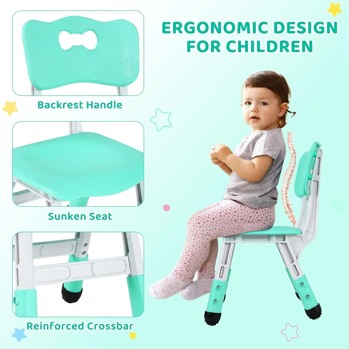 2026 NewLAZY BUDDY Kids Table and 4 Chairs Set, Height Adjustable Toddler Desk with Graffiti Desktop, Kids Activity Table Set for Daycare, Home