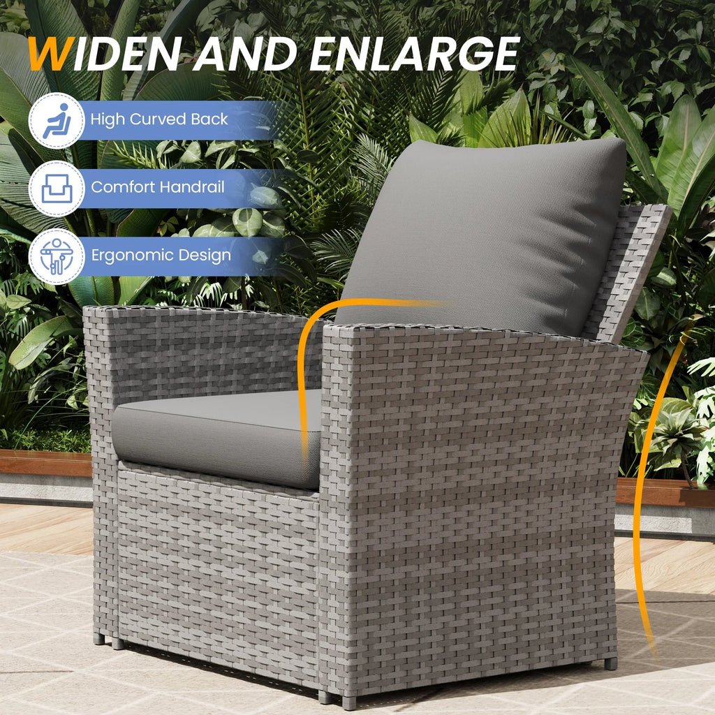 2026 NewUDPATIO Wicker Patio Furniture Set, 4 Piece Outdoor Sectional Conversation Sets, Gray PE Rattan Patio Sofa Set for Balcony, Porch, Backyard, Grey