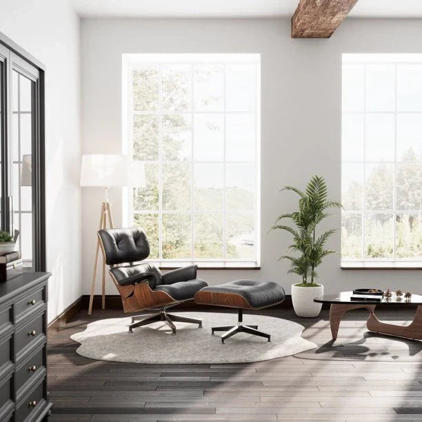 2026 NewLounge Chair, Mid Century Lounge Chair,Top Grain Leather Sofa for Living Room, Indoor Modern Lounge Chair and Ottoman Set, Chaise Lounge for Office, Study