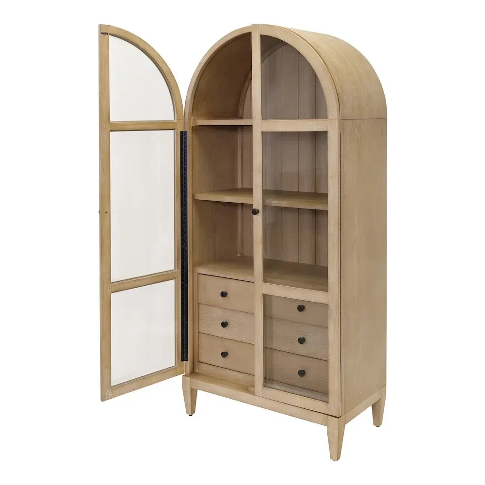 2026 NewModern Wood Arched Display Cabinet/Bookcase Fully Assembled Light Brown