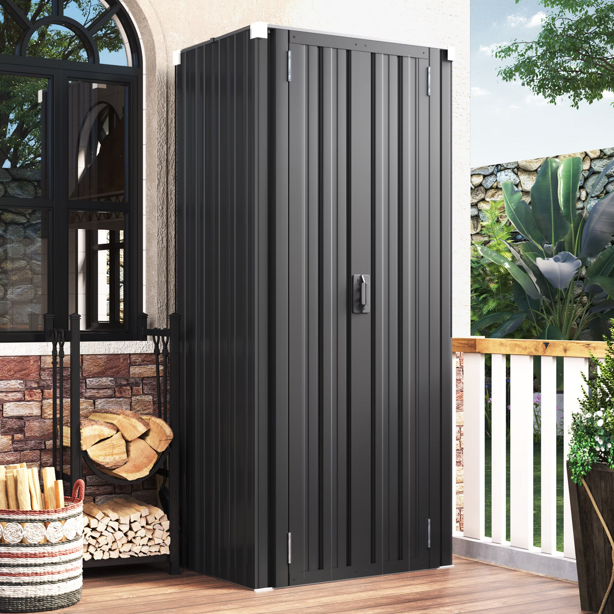 2026 NewAECOJOY Outdoor Storage Cabinet for Garden & Patio, a Metal Organizer with Doors and Shelves in Gray