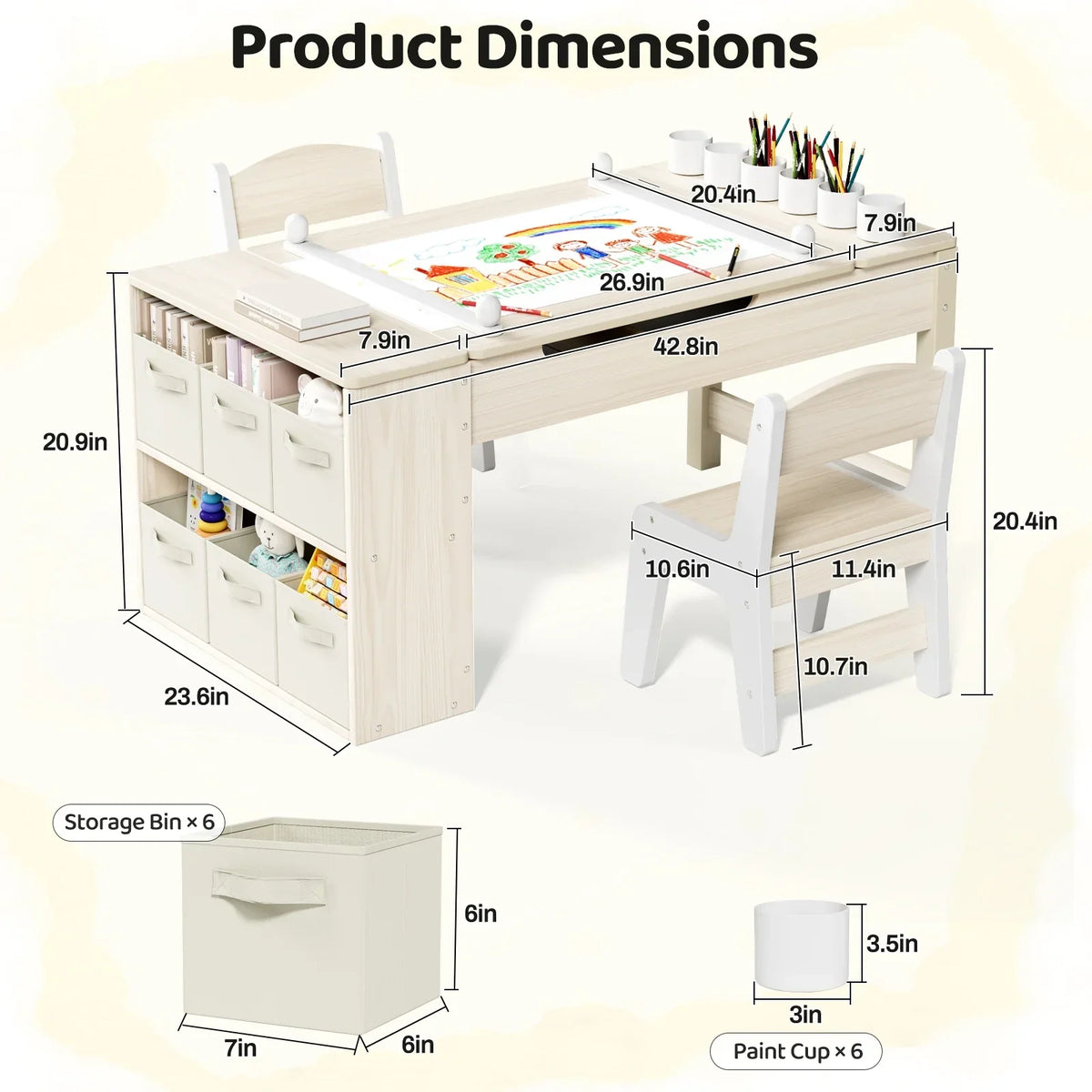 2026 NewLAZY BUDDY Kids Art Table and 2 Chairs Set, 2 in 1 Easel & Toddler Craft Table and Chairs Set with Storage Bins, Paint Cups and Paper Roll, Activity Table Set for Children 3+