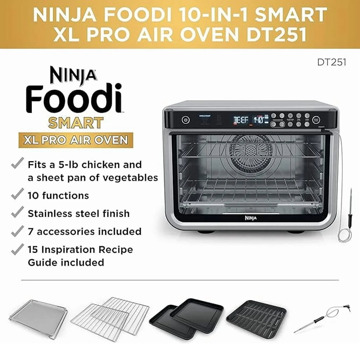 2026 NewNinja DT251 Foodi 10-in-1 Smart XL Air Fry Oven