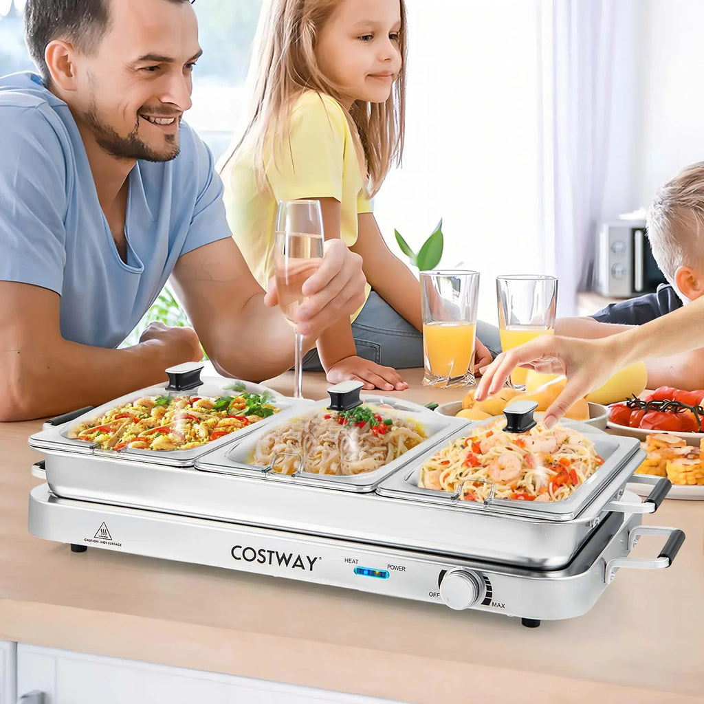 2026 NewCostway Food Warmer Buffet Server 450W Stainless Steel Electric Warming Tray for Parties