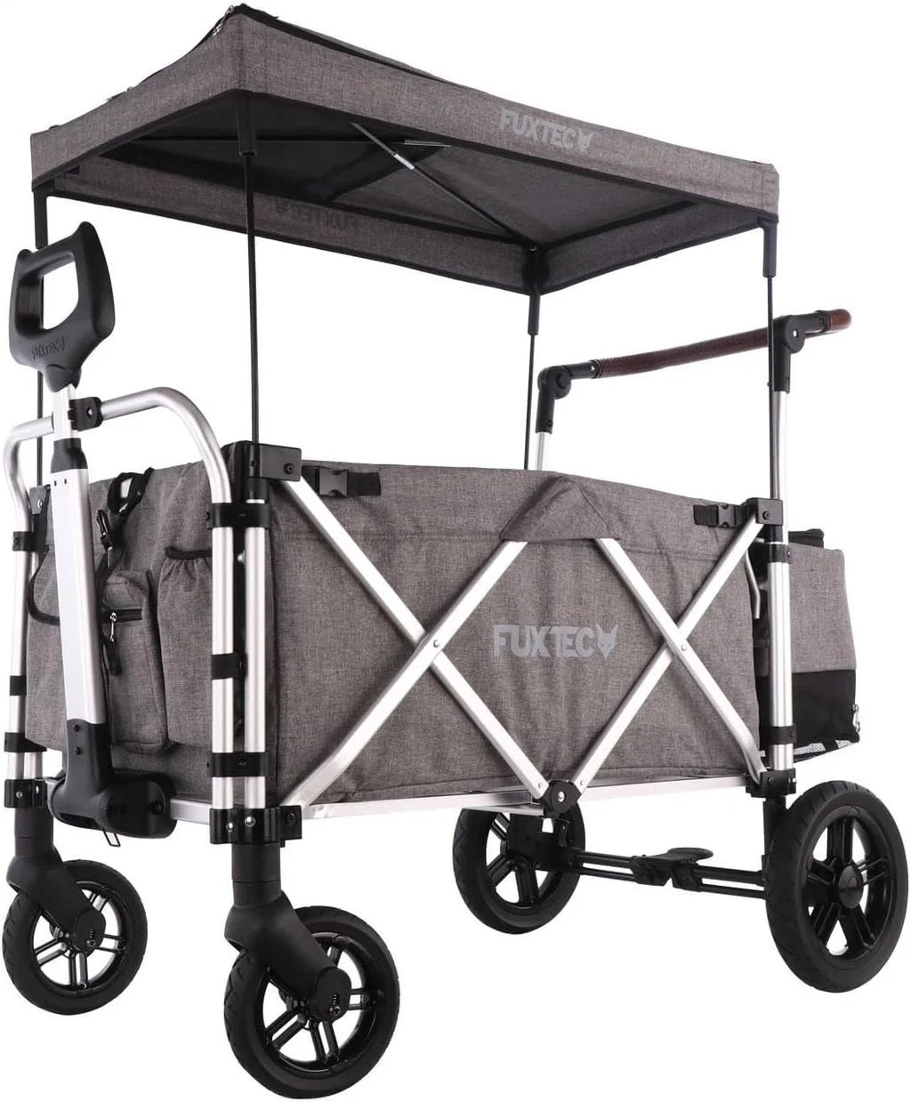2026 Carrito plegable FUXTEC FX-CTL900 Premium gris para niños, para jardín, playa o ciudad, empujable y remolcable, carga máxima 75 kg