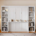 2026 NewQueen Size Murphy Bed with Desk and Bookshelf(White)