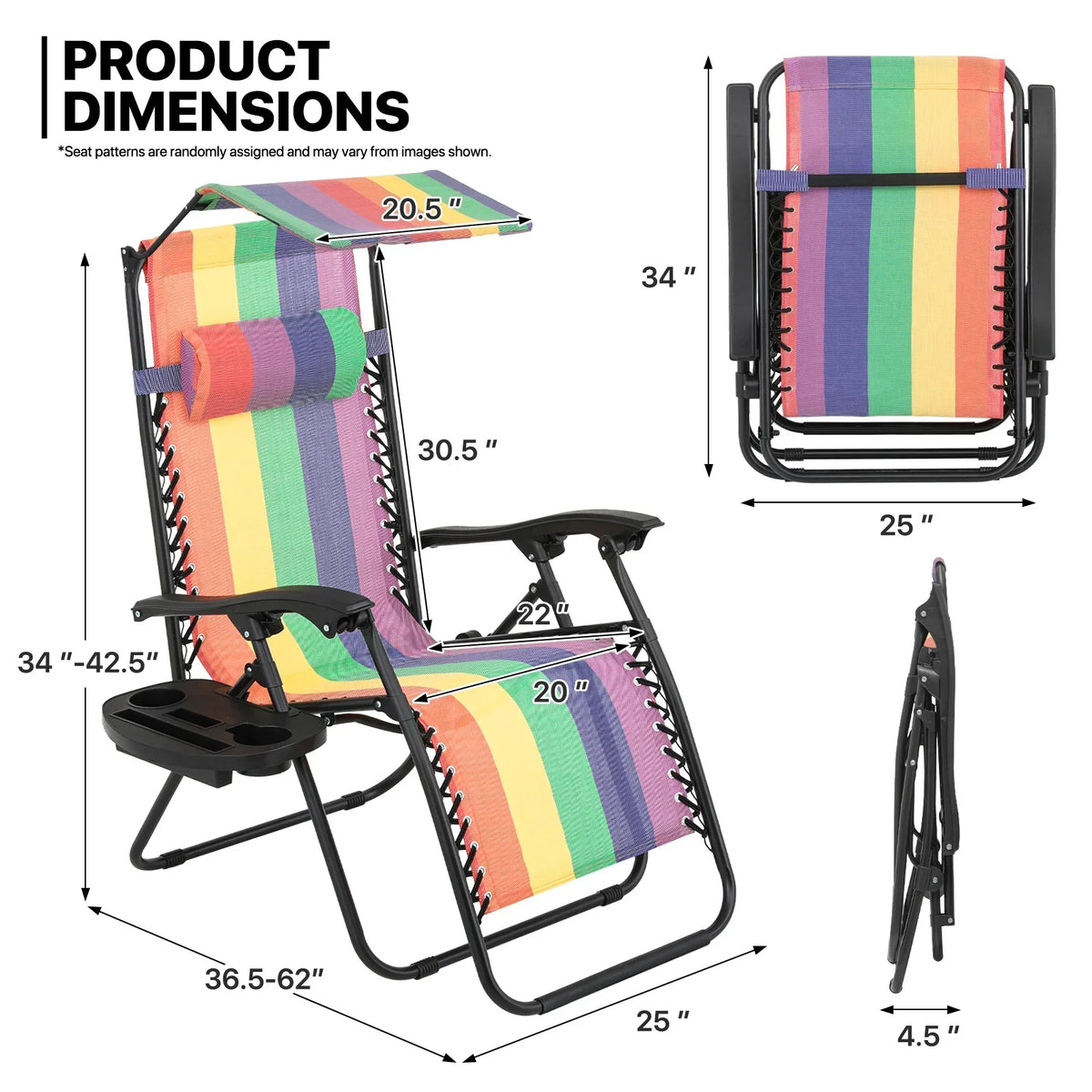2026 NewMoNiBloom Zero Gravity Chairs Set of 2, Folding Outdoor Patio Beach Recliner with Canopy Shade & Headrest, Black