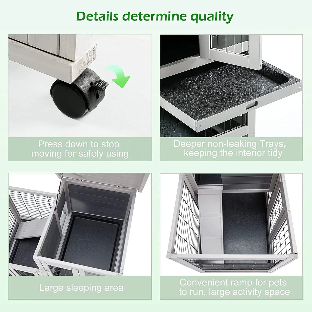 2026 NewYODOLLA Indoor Rabbit Hutch Bunny Cage Large Pet House for Small Animal with Wheels