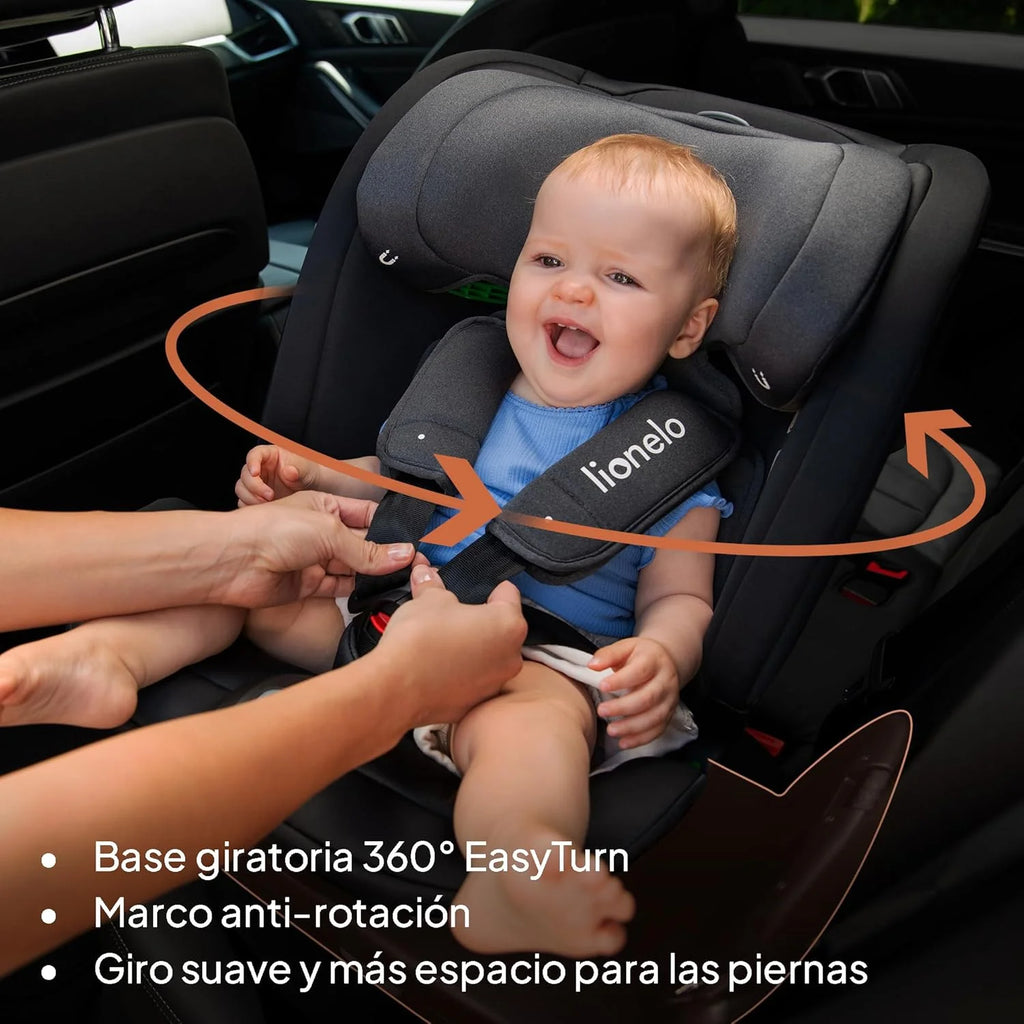 2026 LIONELO Bastiaan RWF i-Size Silla de Coche para Bebé Giratoria 360° 0-36kg, Instalaciión Delantera y Trasera (18kg), ISOFIX TopTether, Reposacabezas y Respaldo Ajustables Protección Lateral