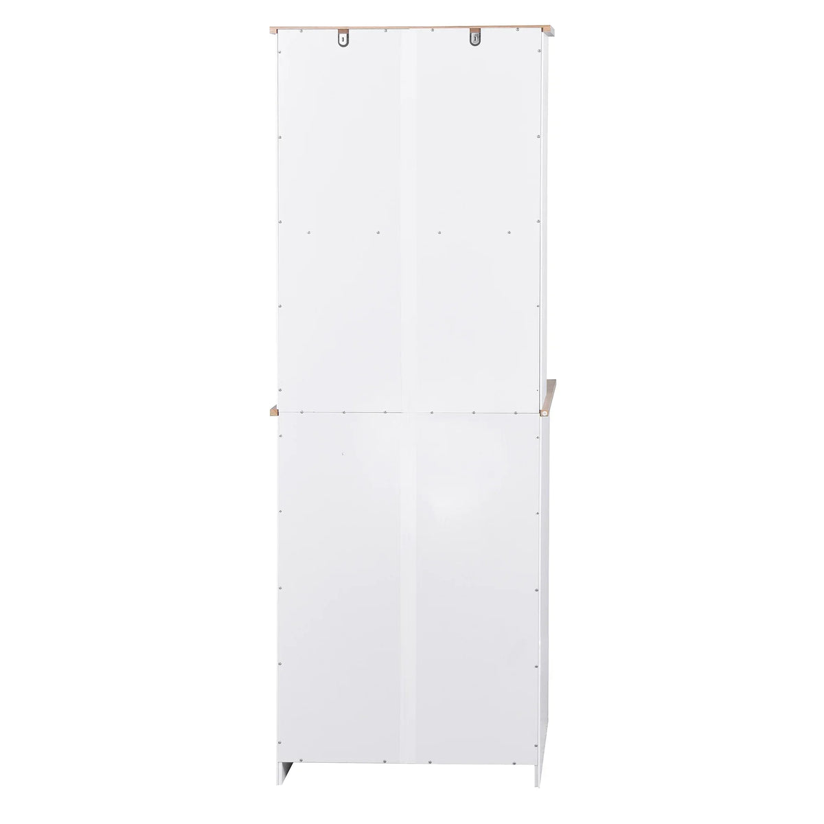 2026 NewClearance! Wooden Kitchen Cabinet White Pantry Room Storage Microwave Cabinet with Framed Glass Doors and Drawer