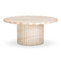 2026 NewTOV Furniture Blossom Washed Travertine Finish Indoor/Outdoor Coffee Table