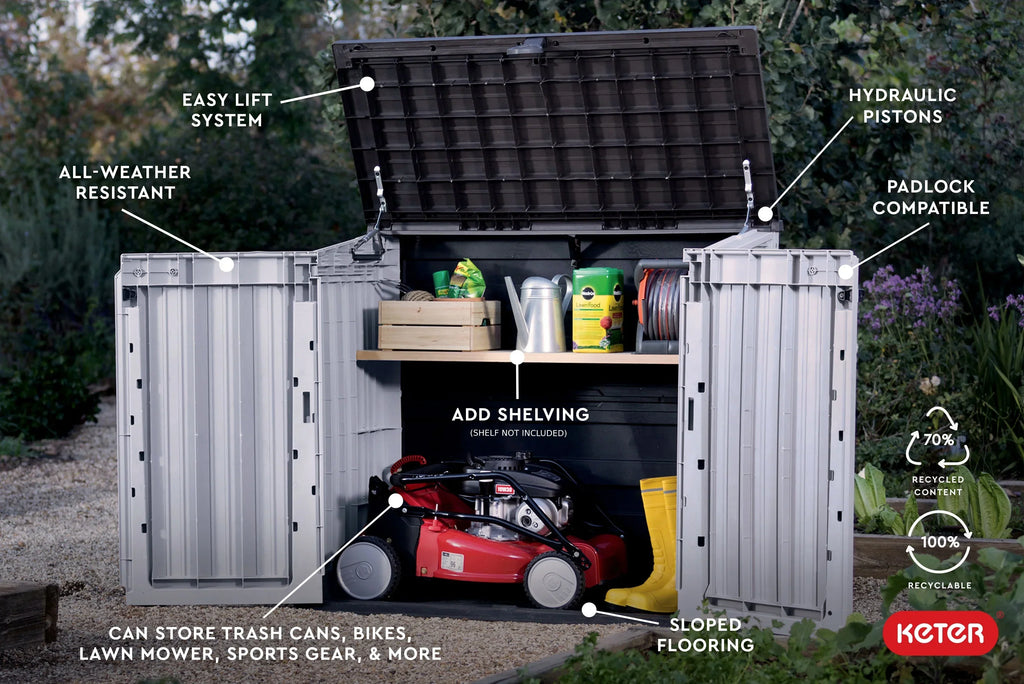 2026 NewKeter Store-It-Out Prime 4.3 x 3.7 ft. Outdoor Resin Storage Shed with Easy Lift Hinges, Perfect for Yard Tools, Pool Toys and Garden Accessories, Grey