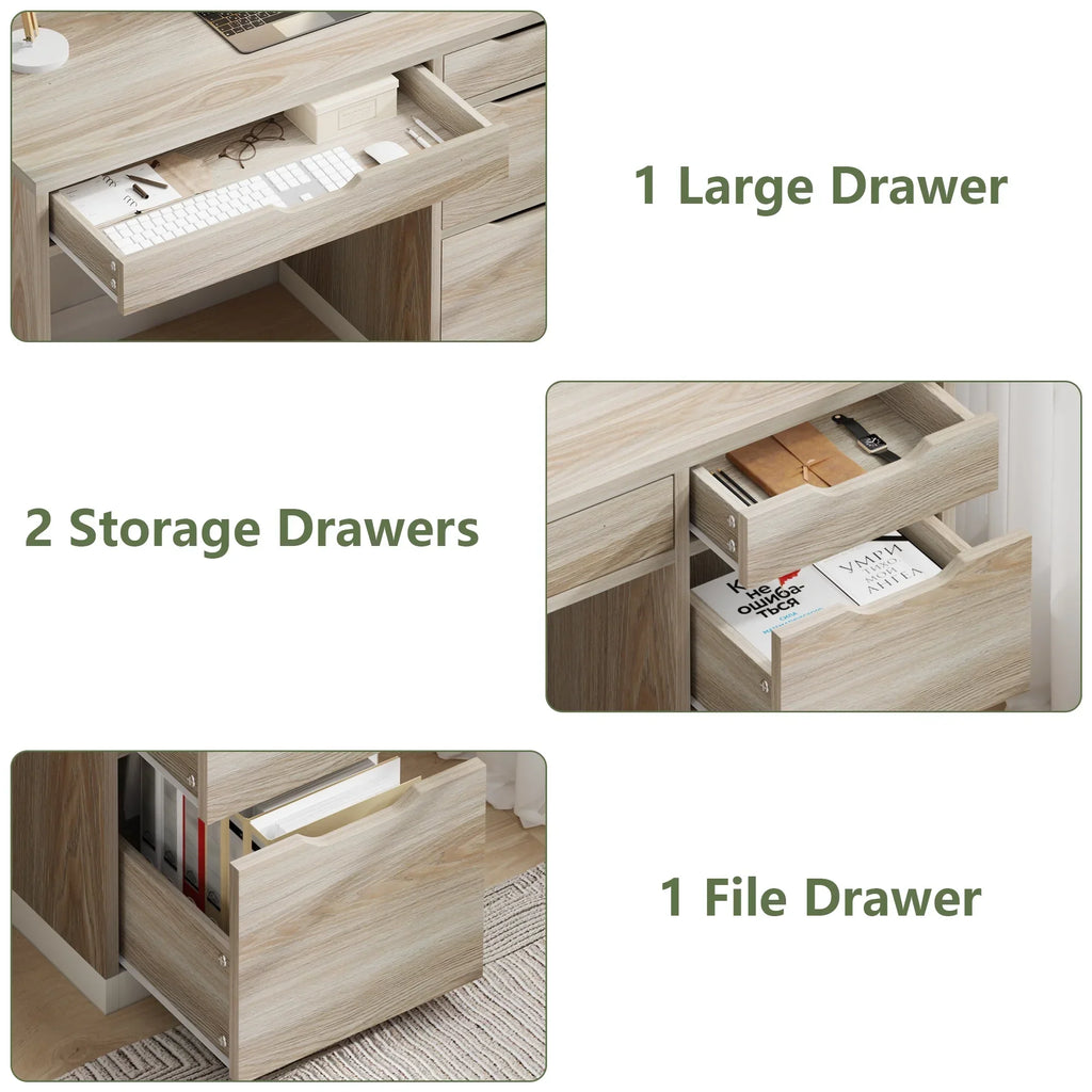 2026 NewDreamCurship White Desk with Drawers, Modern Computer Desk with File Drawers, Home Office Study Writing Desk with Storage, White