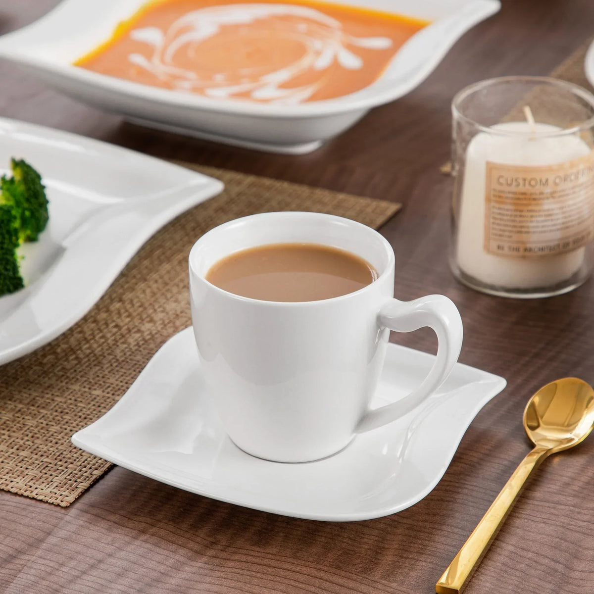 2026 Newvancasso 36 pcs Dinnerware Sets, Plates and Bowls Set for 6, Porcelain Dinner Set, Marble Gray