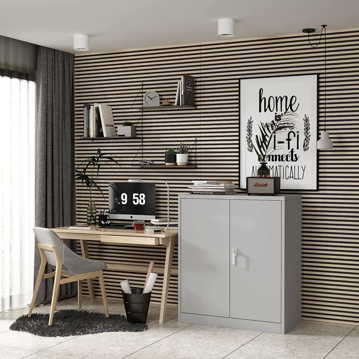 2026 NewAobabo 72 Inch Locking Storage Cabinet w/ Adjustable Shelves, Gray