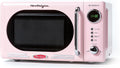 2026 NewNostalgia Retro Microwave for Countertop 0.7 cu ft Vintage Microwave, Pink